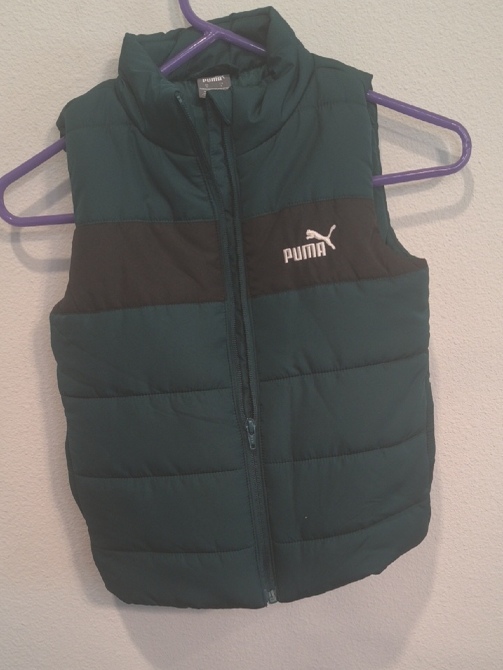 Puma Teal and Black Quilted Puffer Vest Kids 6